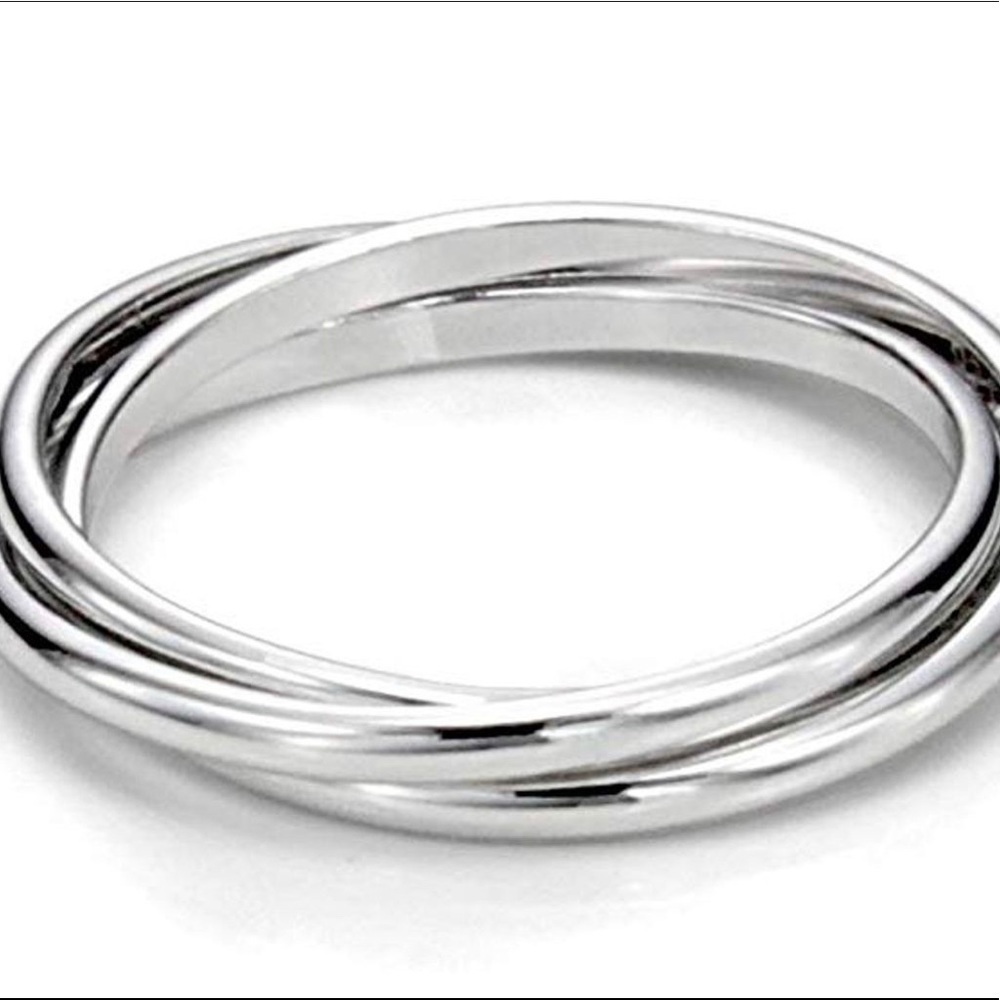 Silver Triple Interlocking Rings Size 8 - Picture 4 of 10